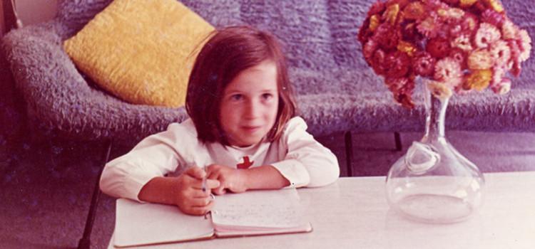 Primera foto escribiendo (¿1964?)